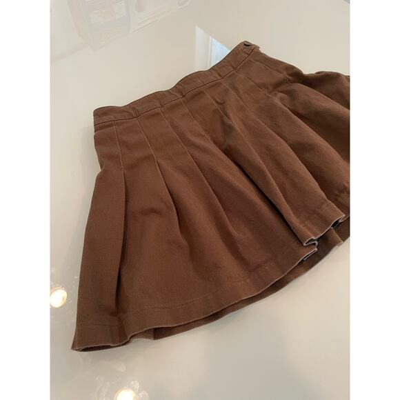 Women’s Brown Pleated Mini Skirt Size Med 26” Waist Rayon Blend - Picture 3 of 6